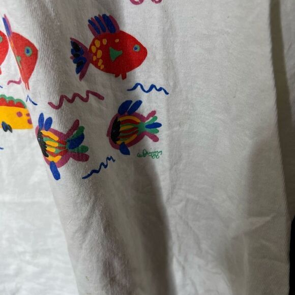 Vintage 80s Fish T Shirt Large - Picture 2 of 4